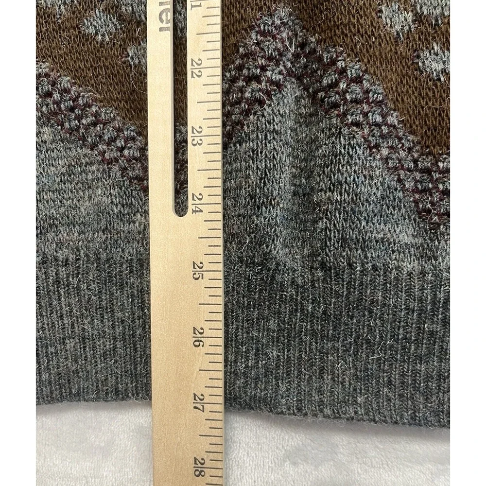 Fiii Sweater Men XL Brown Geometric Crew Neck Wool Acrylic Blend Pullover Italy